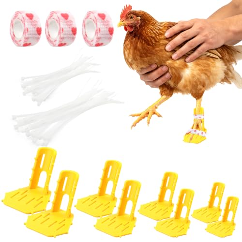 8PCS Poultry Leg Splint & Hobble Bands – Reusable Chick Leg Support Sleeves for Splayed/Curled Toes – Washable Farm Husbandry Leg Protection Ties for Chicken Duck Goose (4-Size Set)
