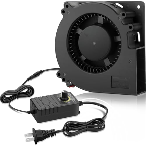 GDSTIME 120mm Blower Fan, AC 110V 220V DC 12V Powered Fan with Speed Control, for Receiver DVR Xbox Modem AV Cabinet Cooling | Dual Ball Bearing, Squirrel Cage, Centrifugal Fans, High Airflow, for Receiver DVR Xbox Modem AV Cabinet Cooling - 1232 - size: