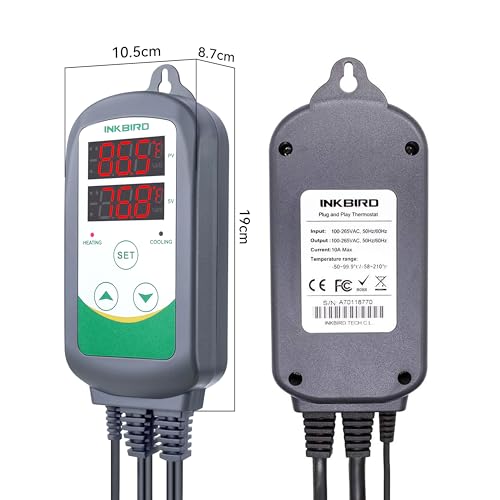 Inkbird ITC-308 Digital Temperature Controller 2-Stage Outlet Thermostat Heating and Cooling Mode Carboy Homebrew Fermenter Greenhouse Terrarium 110V 10A 1100W - size: Non-WiFi ITC-308