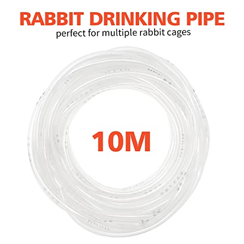 20pcs Rabbit Drinking Automatic Fountain Watering System Kit | 10m Length 8MM Transparent Hose, Water Nipples Drinker, Feeders Spring Latches - color: Red