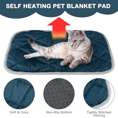4 Pack Self Heating Cat Pad Self Warming Dog Mat Reflects Body Heat Extra Warm Thermal Pet Pad Washable Dog Cat Bed Crate Bed Mat Blanket (Dark Blue,16 x 20 Inch) - color: Dark Blue, size: 16 x 20 Inch