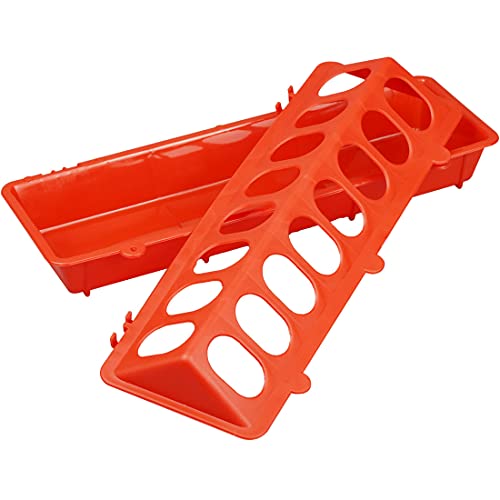 2Pcs Plastic Flip Top Chicken Feeders Plastic Small Poultry Feeder Drinker, Poultry Feeding Tray with Holes Poultry Trough Tool for Farm Chick Feeder