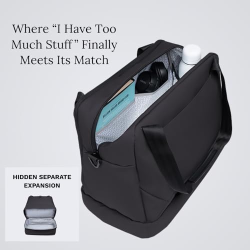 Knack Expandable Metro Duffel Midnight Black | Expands from 26L to 36L to organize whatever your day requires. - color: Midnight Black, style: Metro Duffel