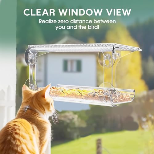 SUNALLY Window Bird Feeder Outdoors, Clear Bird Feeders for Wild Watching | Transparent Feeders with Strong Suction Cups, Outside Hummingbird, Bird Watching for Garden, Yard, Elderly Kids, Cats Viewing - style: Style 1