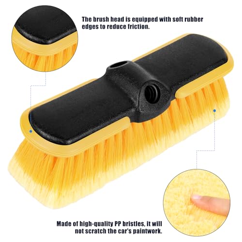 Car Wash Brush, 10'' Soft Bristle Scrub Rv Brush Head for Washing Exterior | Outdoor Broom and Truck Brush for Cleaning Window, Wall, House Floor, Deck, Patio, Boat, Vehicles