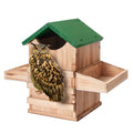 Screech Owl House with Feeder, Owl Box with Bird Stand Design | Nesting Box Wood with Mounting Screws, Cozy House for Lovely Birds, Easy Assembly Required - color: Green B
