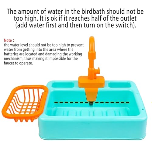 kathson Bird Bathtub,Parrot Shower Box,Automatic Parakeet Bathtub with Faucet,Bird Bathing Tub Container Cage Accessory or Small Medium Birds Cockatiel Lovebird Budgie