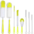 ALINK 8-Pack Bottle Cleaning Brush Set - Long Bottle Cleaner for Washing Beer/Wine Narrow Neck Bottles, Hummingbird Feeder, Sport Well, Plus Kettle Cleaner, Straw Brush - color: Light Green