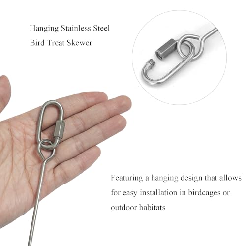 2pcs Hanging Bird Treat Skewer Parrot Fruit Feeder, 13 Inch Stainless Steel Bird Food Holder Parrot Fruit Food Skewer with Washer Nut Parakeet Treat Holder Feeder for Parrot Budgie Conure, LXLVOUEG - size: Screw-13inches-2P