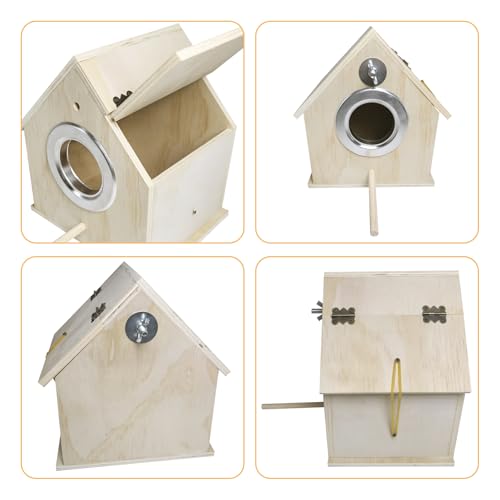 kathson Parakeet Nest Box Bird Nesting House Parrot Breeding Mating Box for Lovebirds Cockatiel Budgie Finch (7.87”x5.7”x11.22”)