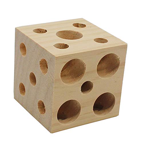 QBLEEV Bird Wooden Block Puzzle Parrot Chicken Foraging Toys, Small Animal Shredding Teething Parakeet Cockatiel Conure Budgie Cage Toys - size: L-3.15“