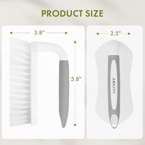 Scrub Brush for Cleaning Comfort Grip Shower Scrubber Flexible Stiff Bristles with Handle Heavy Duty Cleaner Brush for Tub Sink Carpet Floor - Pack of 2 (Grey+Grey) - color: Grey+grey