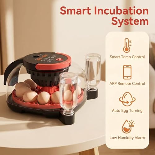 Incubators for Hatching Eggs with 1080P HD Night Vision Camera - Automatic Egg Turning & Humidity Control, 360° Visibility Incubators for Hatching Eggs, Compatible with Chicken, Duck, Quail, Pigeon.