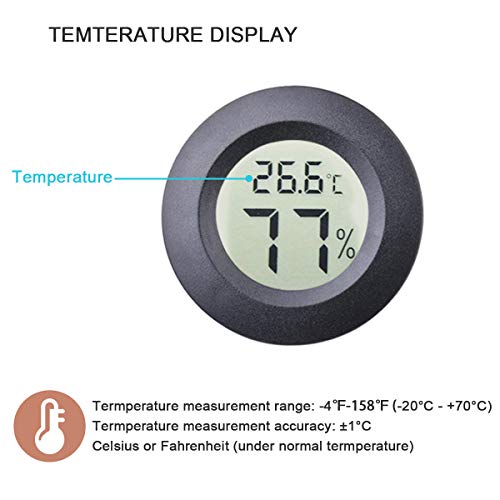 2pcs Mini Hygrometer Thermometer Indoor Outdoor Round Humidity Meter | 3D Printer Temperature Gauge Humidity Sensor Fahrenheit Switchable Celsius Monitor for Reptile Jars