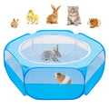 Amakunft Small Animal Pop-Up Playpen with Mesh Cover, 47'' x 23.6'' x 15'' Chicken Brooder Box, Play Pen Indoor Outdoor for Guinea Pigs, Bunny, Rabbits, Ferrets, Chinchillas, Kittens - color: Light Blue