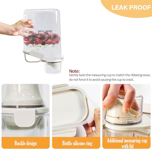 Bird Seed Storage Container Portable-3 Qt/2.8 L Clear Plastic Pet Food Container-with Measuring Cup,Airtight Wild Bird Seed Dispenser for Storing Sunflower Seed|Squirrel proof|BPA Free-White - color: White(Bird)