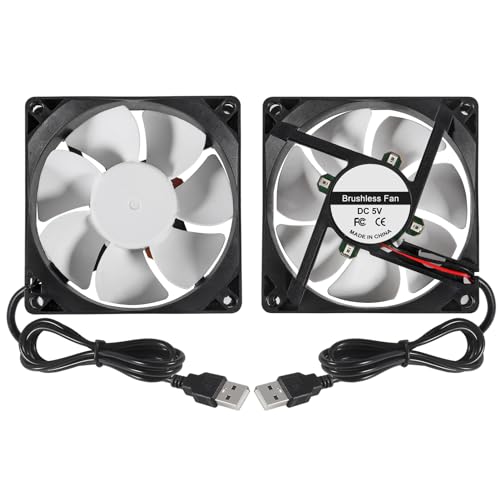 2PCS 80mm 8cm LED Blue Computer Case Cooling Fan 80x80x25mm USB 8025 5V USB Cooling Fan PC Computer CPU Cooling Fan - color: 2PCS 5V USB LED