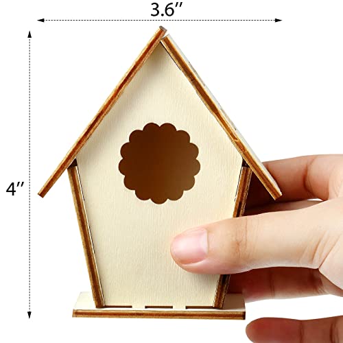 Outus 24 Pcs Wooden DIY Birdhouse Kits for Kids to Build, 4 Shapes Birdhouse Kit Wooden Unfinished with Butterfly Sticker for Boy Girl Arts Crafts(Vintage) - style: Vintage