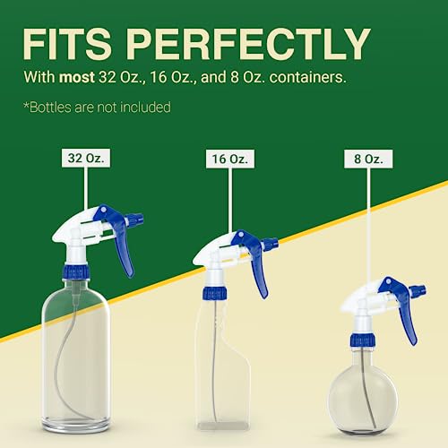 Heluva Green Spray Bottle Nozzle Replacement Tops, Blue 13 Pack | Heavy-duty trigger sprayer tops for commercial and home cleaning. Fits 8/16/24/32 oz plastic & glass bottles. - color: Blue, size: 13 Pack