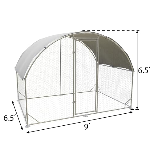 Large Metal Chicken Coop,Outdoor Chicken Coop Run with Water-Resident and Anti-UV Cover,Dome Roof Walk-in Poultry Cage Duck Rabbit House for Outside,Backyard and Farm, 6.5'Lx9'Wx6.5'H - color: Dome Roof, size: 78.0"L x 108.0"W x 78.0"H
