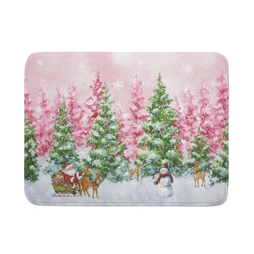 Winter Dish Drying Mats for Kitchen Counter Watercolor Forest Decoration Coffee Mat for Holiday Decor - color: Winter Forest Colorful, size: 24" x 18"