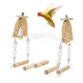 Bird Swing for Cage, Wooden Parakeet Swing Perch Toy with Clear Acrylic Wavy Bridge, Bell and Hanging Chains, Bird Cage Accessories for Budgies, Cockatiels, Lovebirds and Conures