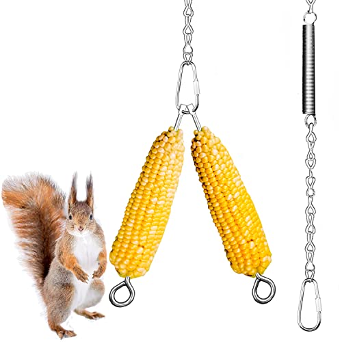 Hanging Squirrel Feeder Outside Corn Cobs Holder for Squirrels Chipmunk Funny Toy (Stainless Steel B) - color: STAINLESS STEEL B