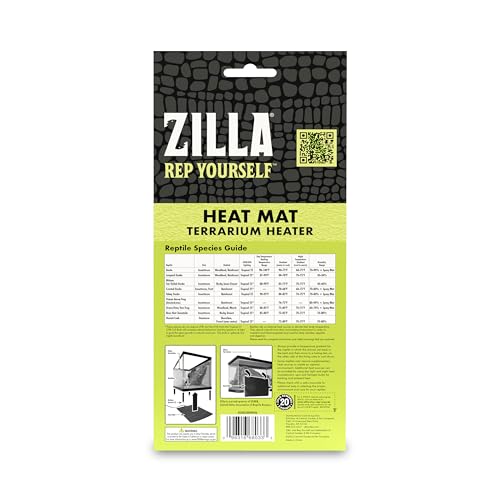 Zilla Heat Mat, Terrarium Heater for Reptiles, Snakes (Ball Pythons, Corn Snakes), Leopard Geckos, Tortoises, Amphibians and Arachnids, Mini, Fits 1-5 Gallon, 4 Watt