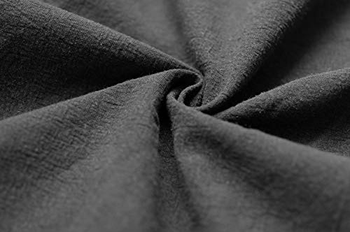Cotton Linen Japanese Apron Halter Cross Back Bandage X Shape Aprons Two Pockets - color: Black