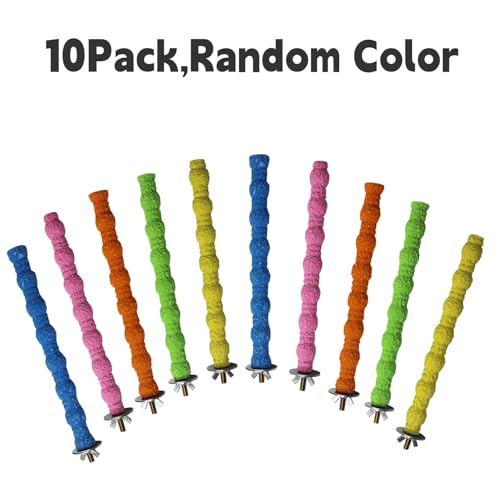kathson 10PCS Bird Perch Parrot Stand Cage Accessories Natural Wooden Stick Paw Grinding Rough-surfaced Chew Toy for Cockatiels,Cockatoo,Lorikeet,Conure,Parakeet (Random Color,6.29inch) - size: 10PCS,6.29inch