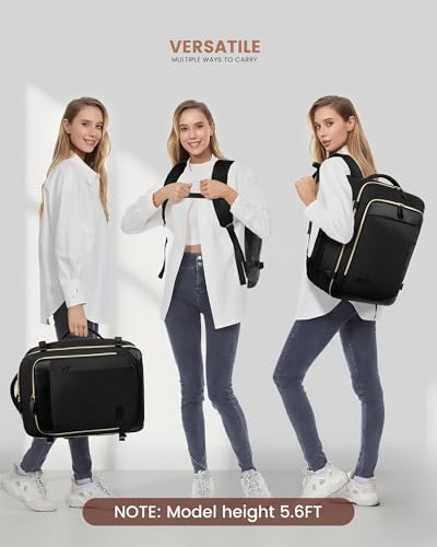 LOVEVOOK 50L Travel Backpack Carry On Airline Approved, Large Backpack with 3 Packing Cubes, TSA Travel Essentials Carry On Bag, Waterproof Weekender Overnight Luggage Daypack, Fits 18 Inch Laptop - color: C-black, size: XLarge - 18.5 Inch - 50L - 4 Pcs