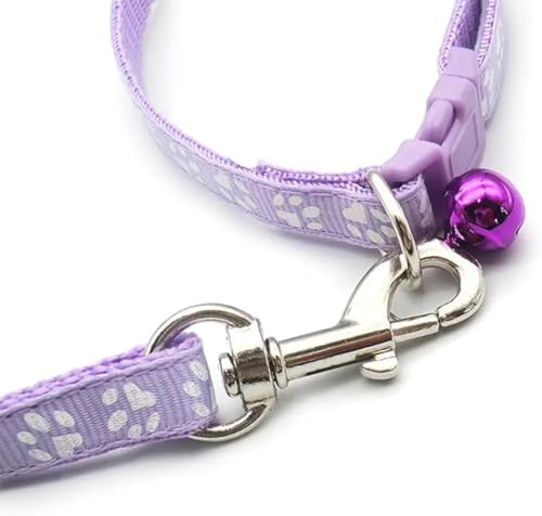 Sky Blue Puppy Collar and Lead Sets, Pawprint Adjustable Kitten Collar for Tiny Little XXS XS Extra Small Breed Pets Dogs Cats - color: Sky Blue