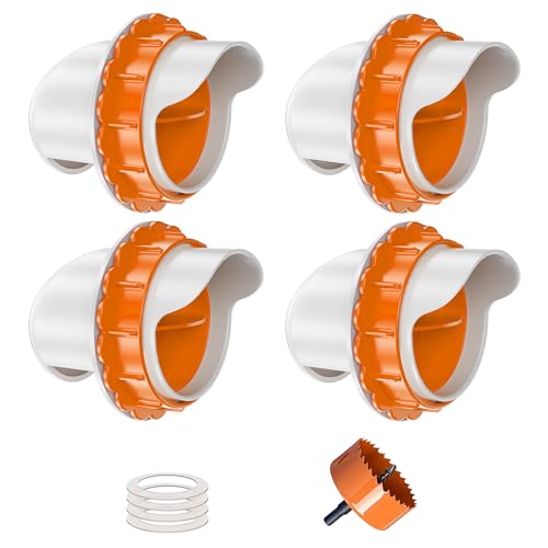No Waste Chicken Feeders, DIY Automatic Poultry Feeder - 4 Ports Orange | Buckets Barrels Bins Troughs‑mountable Design for common Breeds of Chicken Flock with Hole Saw - size: 4 Ports