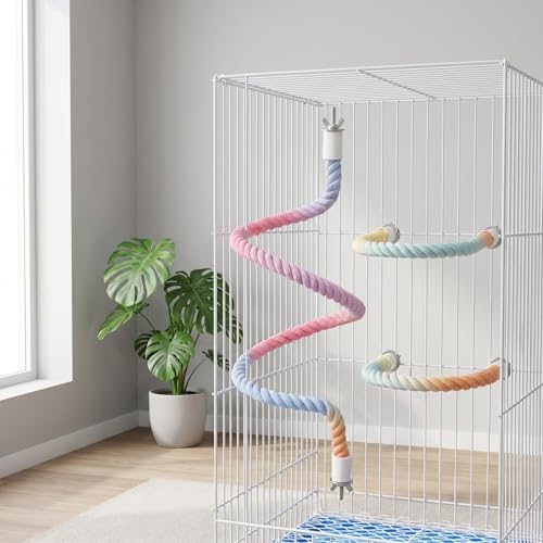 NOLITOY Flexible Bird Rope Perch Cotton Stand for Parrot Macaw Conure Finch | 3 pcs Bendable Metal Wire, Soft Woven Exercise Toy, Climbing System, Entertainment Device 31.4 inch