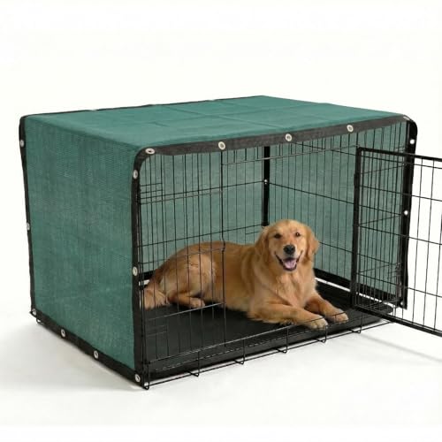 Amgo 90% UV Block Sun Shade Cloth for Dog Kennel Cover, 2' x 2' Green Pet Playpen Sunshade with Grommets, Durable Mesh Tarp for Crate, Patio, Stable,Chicken Coop & Outdoor Privacy Screen. - color: Green, size: 2' x 2' Custom Size