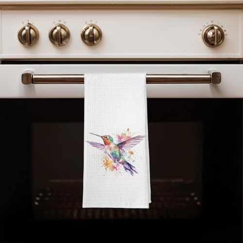 Watercolor Hummingbird Spring Kitchen Towels, Hummingbird Lovers Gifts Dish Tea Towels for Kitchen, Cottagecore Country Purple Floral Bird Decorative Hand Towel for Bathroom, 16x24 Inches - color: Color 19