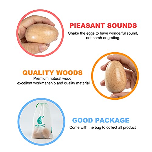 Musfunny Maracas Egg Shakers Musical Instruments, 4pcs Wood Hand Percussion | Music Shakers Instrument for Adult Musical Education Classroom Party Prizes (Natural Wood) - color: Natural Wood