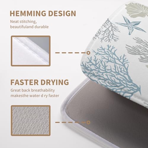 Coastal Dish Drying Mats for Kitchen Counter 18 x 24 Inch Summer Beach Drying Mat Coral Starfish Nautical Dish Rack Mat Ocean Themed Microfiber Absorbent Dish Drying Pad with Hanging Loop - color: Coastal Dish Drying Mats-A3-1, size: 18" x 24"