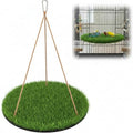 Small Bird Foraging Mat Toy, 10'' Bird Swing Chewing Hanging Toy Artificial Grass Hammock for Parakeets, Cockatiels & Small Hummingbirds, Parakeet Cage Accessories with Secure Hooks