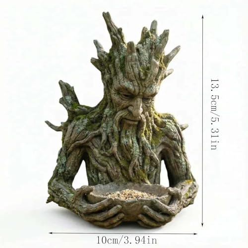The Quiet Offering A Tree-Integrated Bird Feeding Sculpture, Artificial Millennial Ancient Tree Bird Feeder with Hidden Keyhole Hanger, Unique Patio, Yard, Garden Ornament for Birds Lovers (A)