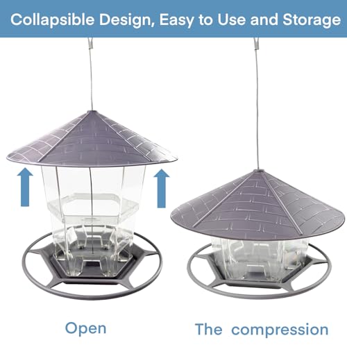 Bird Feeders for Outside, Adjustable Feeder with Sturdy Wire and Roof, Plastic Birds Feeder for Garden, Backyard, Terrace - color: 1 Pack