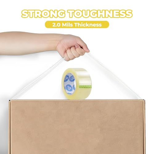 Clear Packing Tape 36 Rolls (2.0 Mil, 2 Inch x 55 Yards) – Heavy Duty Shipping & Moving Tape – Strong Adhesive Box Sealing Tape for Packing, Storage & Office