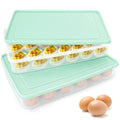 2PCS Deviled Egg Containers with Lid,Portable Storage Carrier Egg Holder,Stackable Plastic Egg Tray Carrier for Kitchen,Fridge,Keep Fresh,Easter(48 Eggs) - style: Green-48 eggs