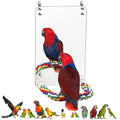 9.4‘’ Bird Mirror for Cage, Coolrunner Bird Parrot Mirror with Rope | for cockatiel conures, lovebirds, Parrot, canaries, and budgies - size: 9.4''