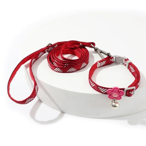 XS Dog Collar Leash Set, Puppy Collars with Bell Basic Floral Small Dog Collars Girls for XXS Xs Small Pet Animal Litter Tiny, Burgundy Red - color: Burgundy Red