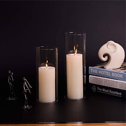 WGVI Hurricane Candle Holder Sleeve, Wide 2", Height 12", Clear Glass Cylinder Candleholder, Chimney Tube, Open Ended Candle Shade, 6 Pieces Bulk (VCH0212) - size: 2"x12"H