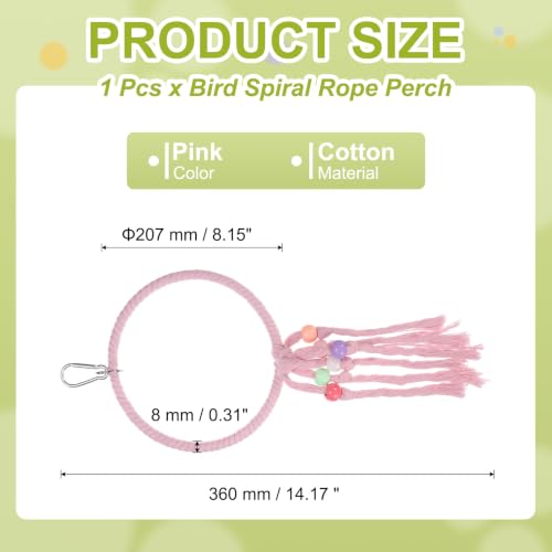 Bird Rope Perch Swing, Rope Ring Perch Standing Pole Accessory Climbing Swing Paw Grinding 14 Inch, (Pink) Intended for Parrot/Parakeet/Budgies/Cockatiels/Lovebirds - color: Pink, size: 14 Inch