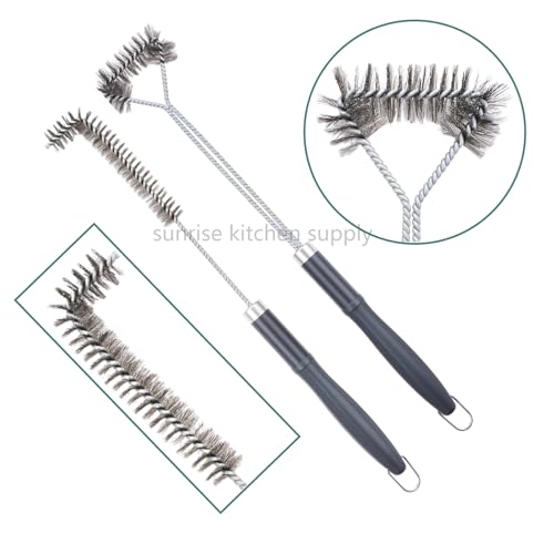 SUNRISE Fryer Brush with Long Handle (Stainless Steel with Plastic Handle, L and Single Brush) - color: Stainless Steel With Plastic Handle, size: L and Single Brush