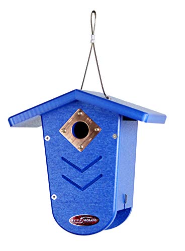 Recycled Moraine Bird House Nest Box for Wrens & Chickadees, Blue/Blue - color: Blue/Blue