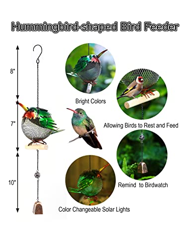 Metal Solar Bird Feeder,Squirrel-Proof Bird Feeders for Outside,Cute Animal Shaped (Hummingbird Shaped) - style: Hummingbird Shaped
